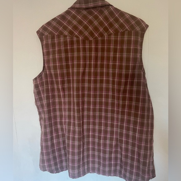 Wrangler XXL sleeveless button down plaid sleeveless snap buttons western Dutton - Picture 4 of 5